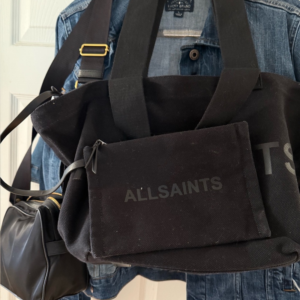 ALL SAINTS Celeste Clarendon Canvas Tote Black - Picture 6 of 14